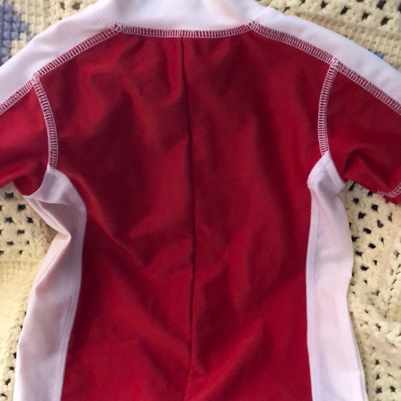Koala Kids Rashguard swimsuit SPF 50+ front zip Surfer Dude red & white 18M - Picture 6 of 7